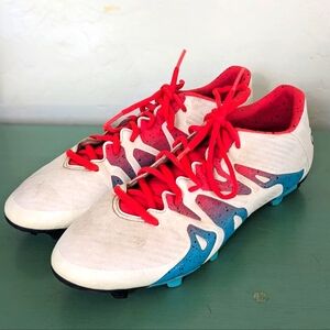 Adidas Women's Sz 9  White Coral Teal Soccer Shoes Cleats Blue Pink